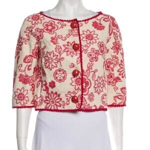 Moschino Red floral print crop jacket size medium